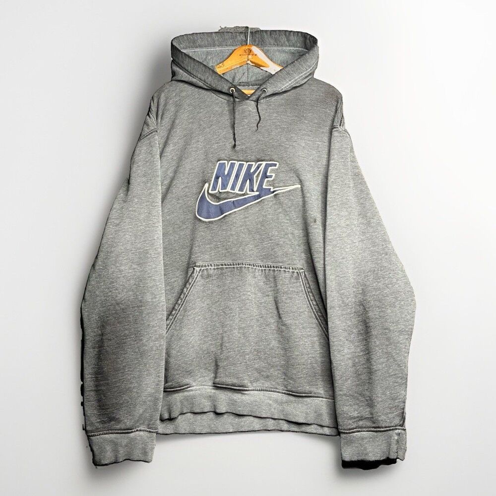 Vintage Nike Faded Center Swoosh Hoodie Silver Tag 2XL Sweatshirt Burnout